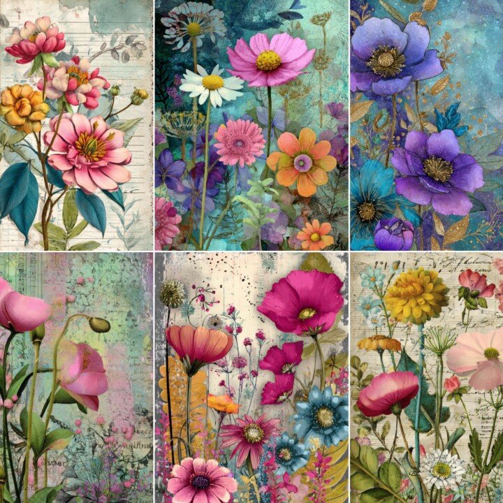 whimsical – 52 Whimsical Floral Junk Journal Pages