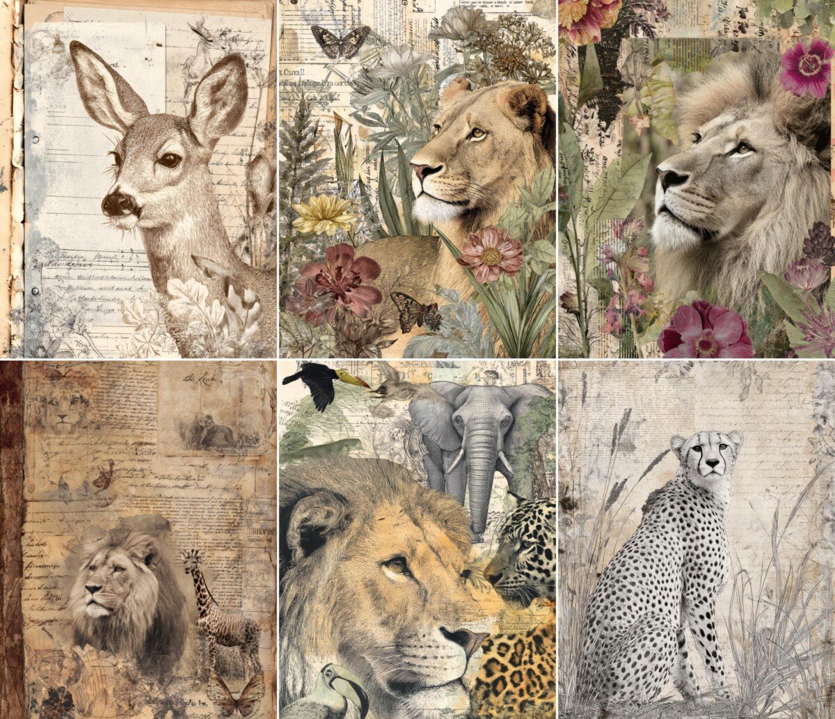 wild – 44 Wild Animal Junk Journal Pages