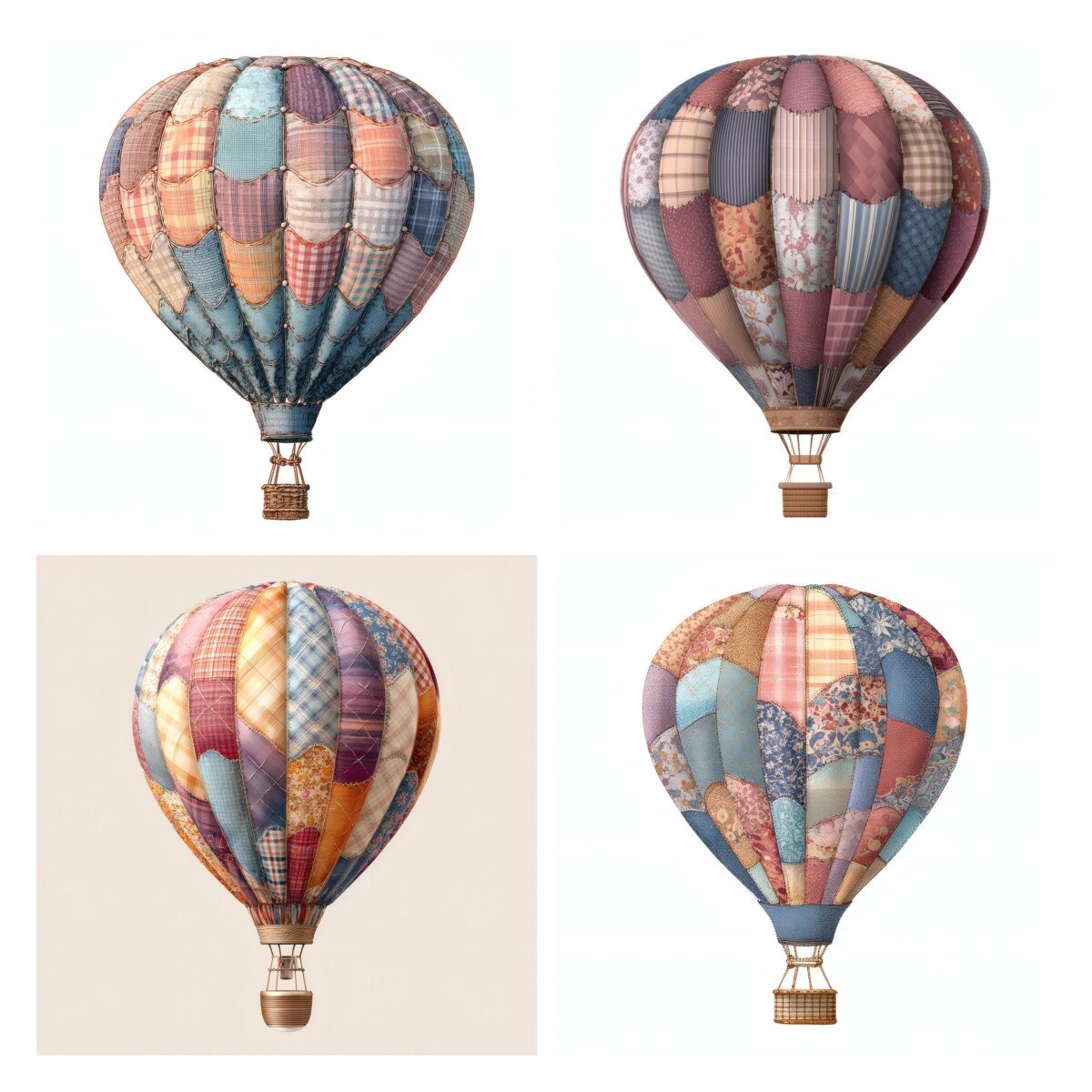 patchwork hot air balloon clipart preview 5 – Fussy Cuts