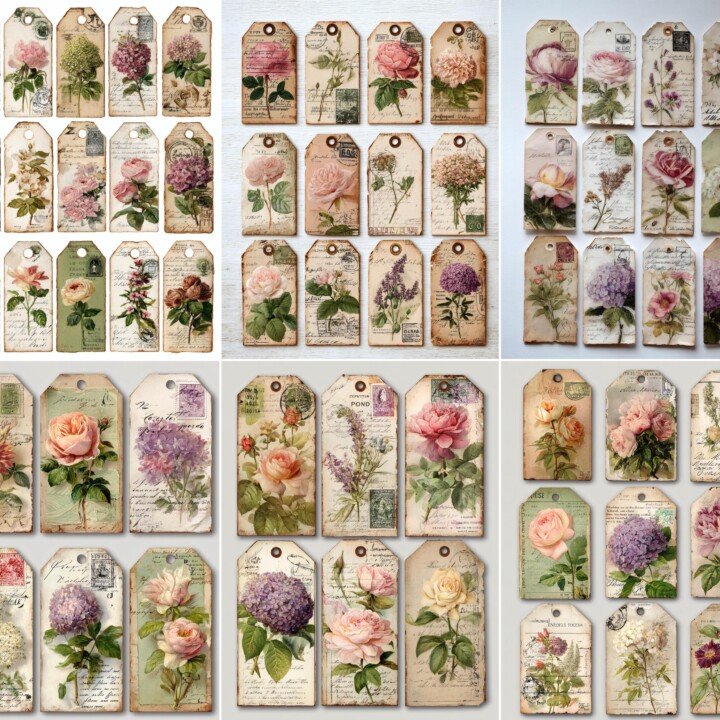 vintage – 200+ Vintage Floral Botanical Junk Journal Ephemera Labels & Tags