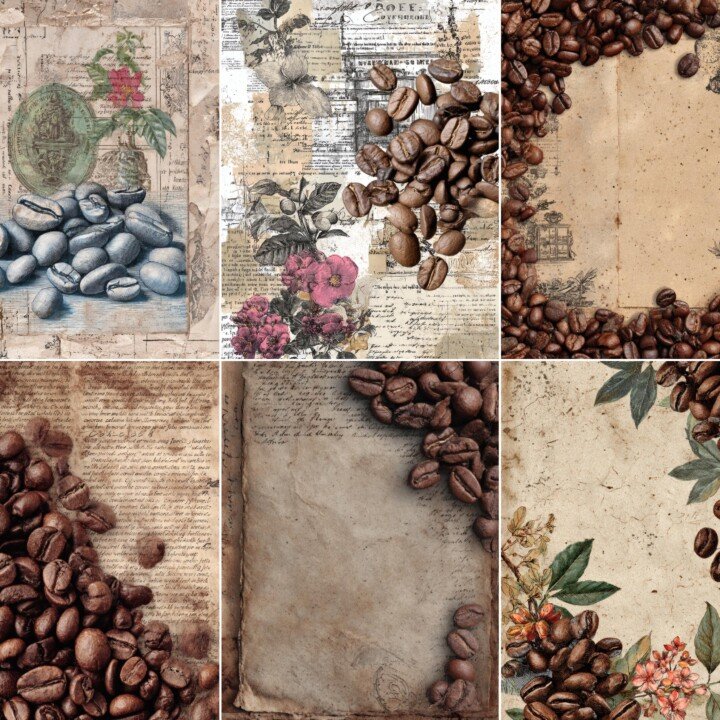 coffee – 47 Coffee Beans Junk Journal Pages
