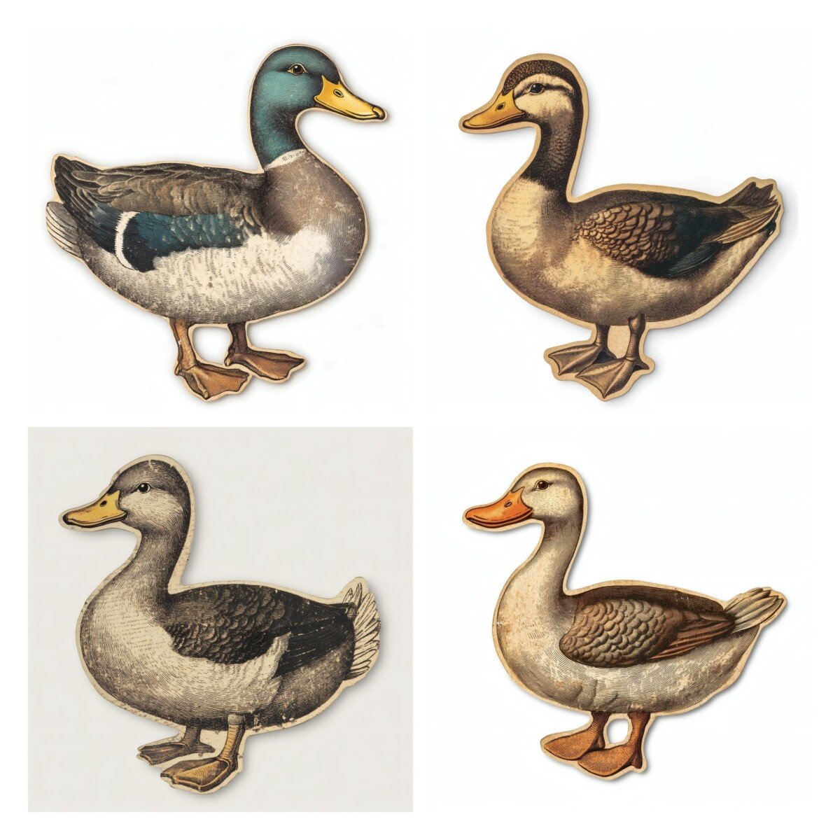 vintage – 24 Vintage Duck Die Cuts Cutouts