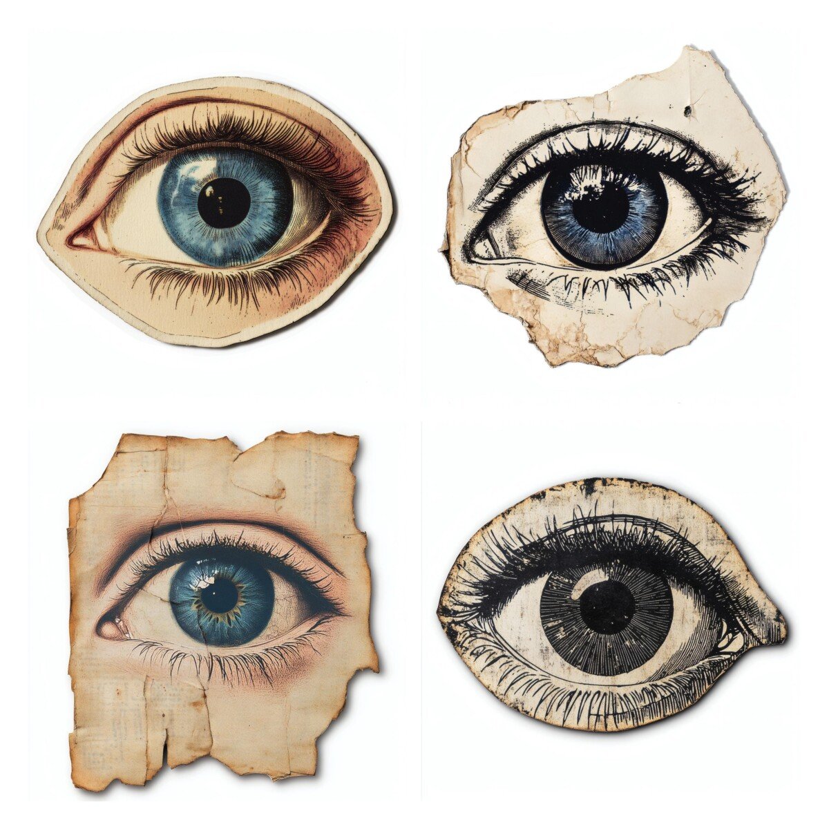 vintage – 24 Vintage Eye Die Cuts Cutouts