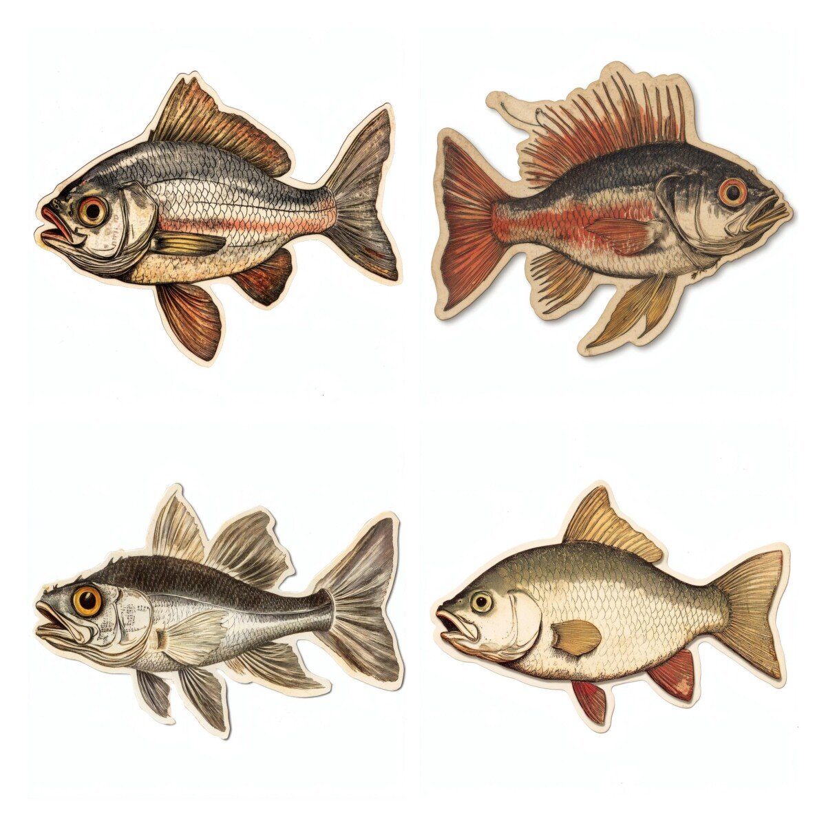 vintage – 33 Vintage Fish Die Cuts Cutouts