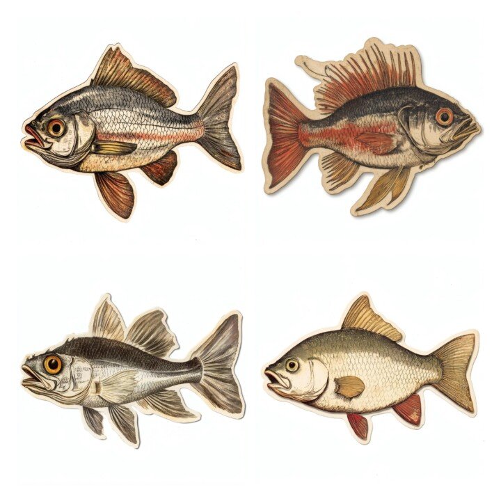 vintage – 33 Vintage Fish Die Cuts Cutouts