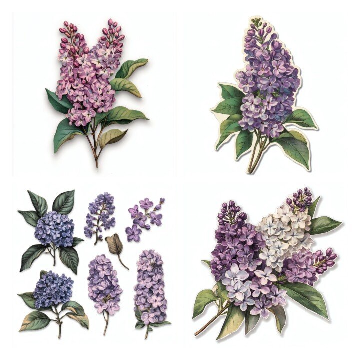 lilac – 27 Lilac Flower Die Cuts Cutouts
