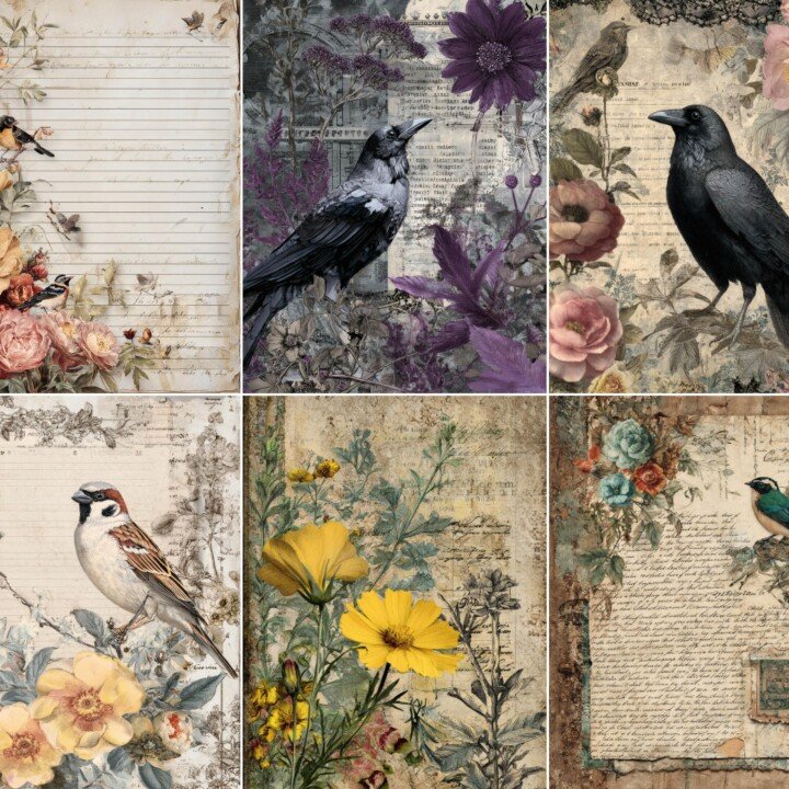 crow – 56 Crow Junk Journal Pages