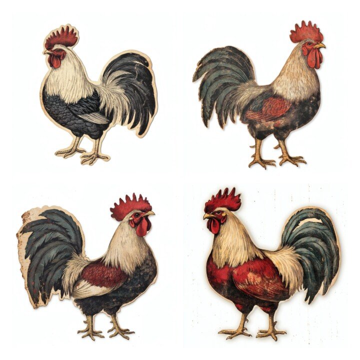 rooster – 24 Rooster Images Farmhouse Chicken Ephemera Pack Cutouts