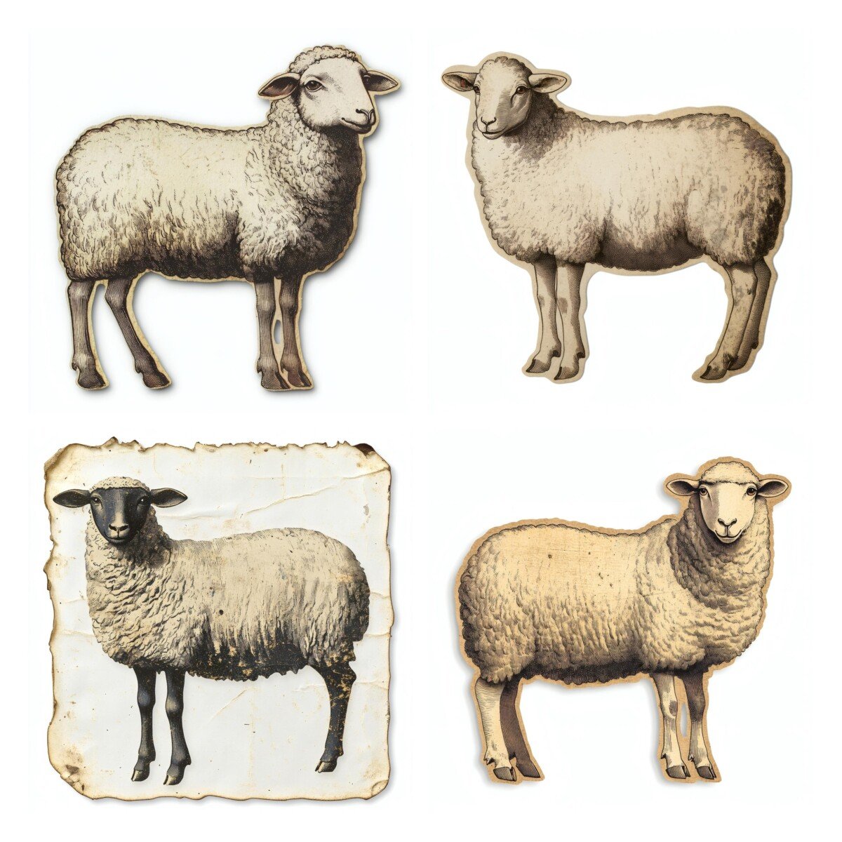 sheep – 24 Sheep Collection Pastoral Farm Animal Ephemera Cutouts