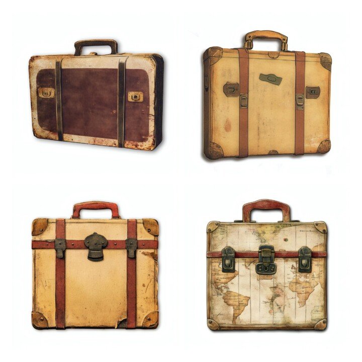 vintage – 24 Vintage Suitcase Die Cuts Cutouts