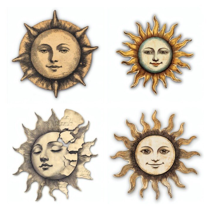 vintage – 32 Vintage Sun Die Cuts Cutouts