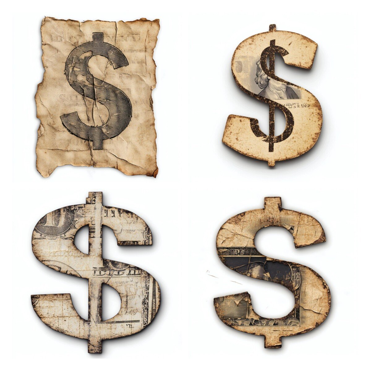 money – 24 Money Symbol Die Cuts Cutouts