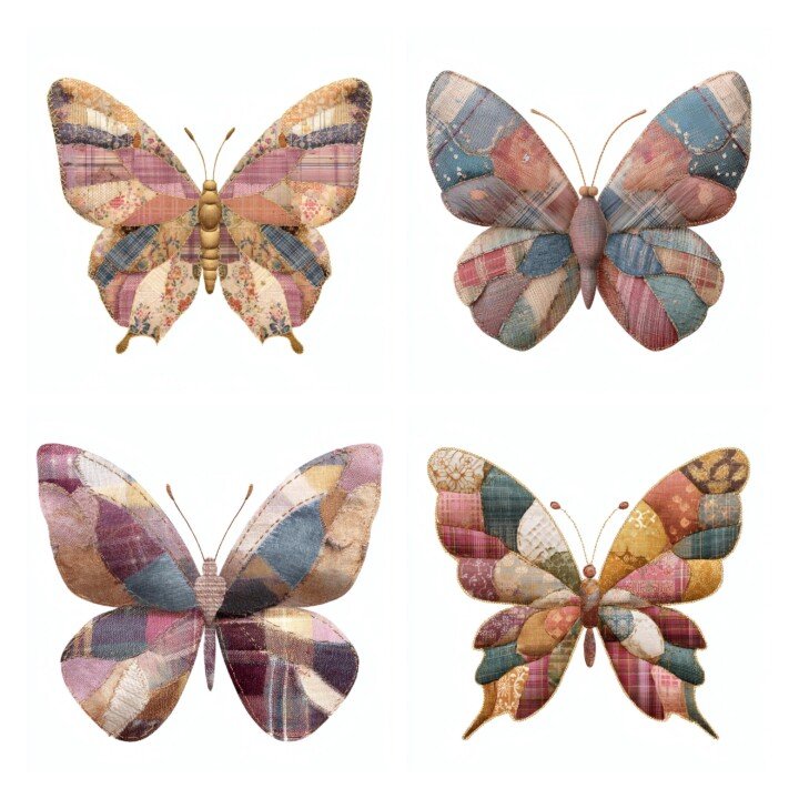 patchwork – 28 Patchwork Butterfly Cutouts
