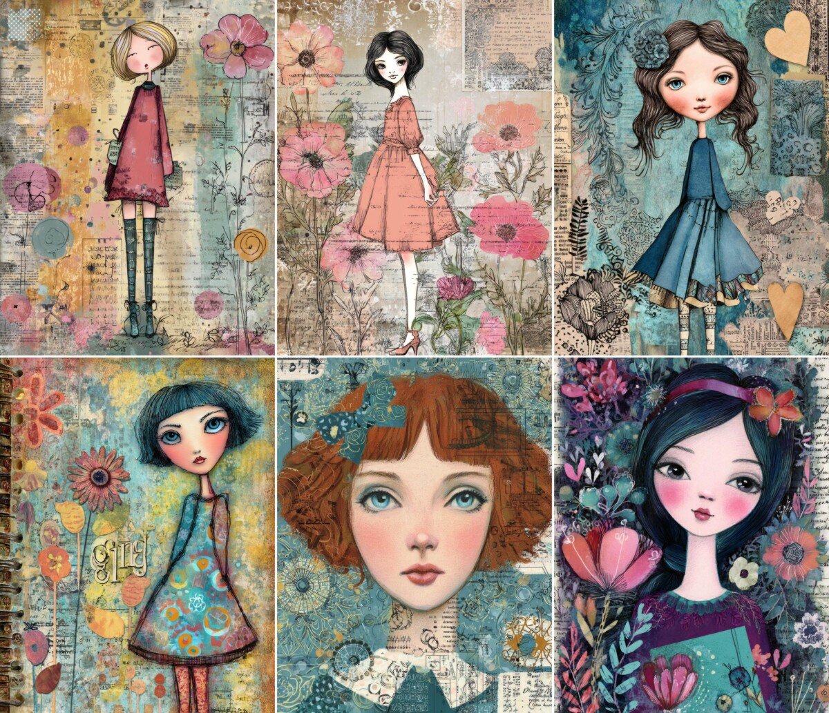 whimsical – 52 Whimsical Art Girl Junk Journal Pages