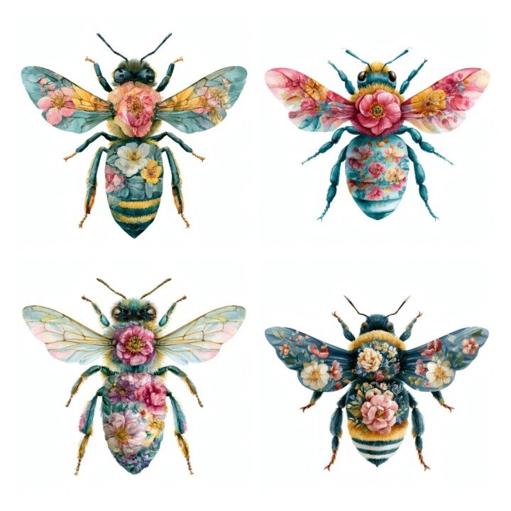 watercolor – Watercolor Floral Bee Cutouts