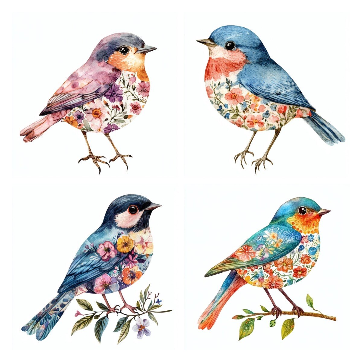 watercolor – Watercolor Floral Bird Cutouts