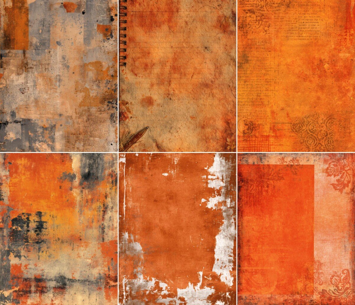 burnt – 56 Burnt Orange Texture Journal Pages