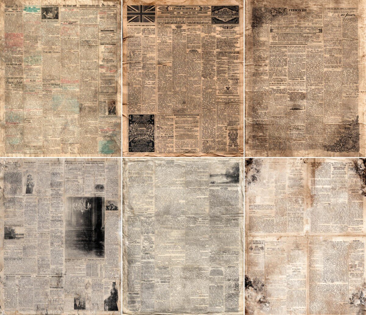 vintage – 29 Vintage Newspaper Journal Pages
