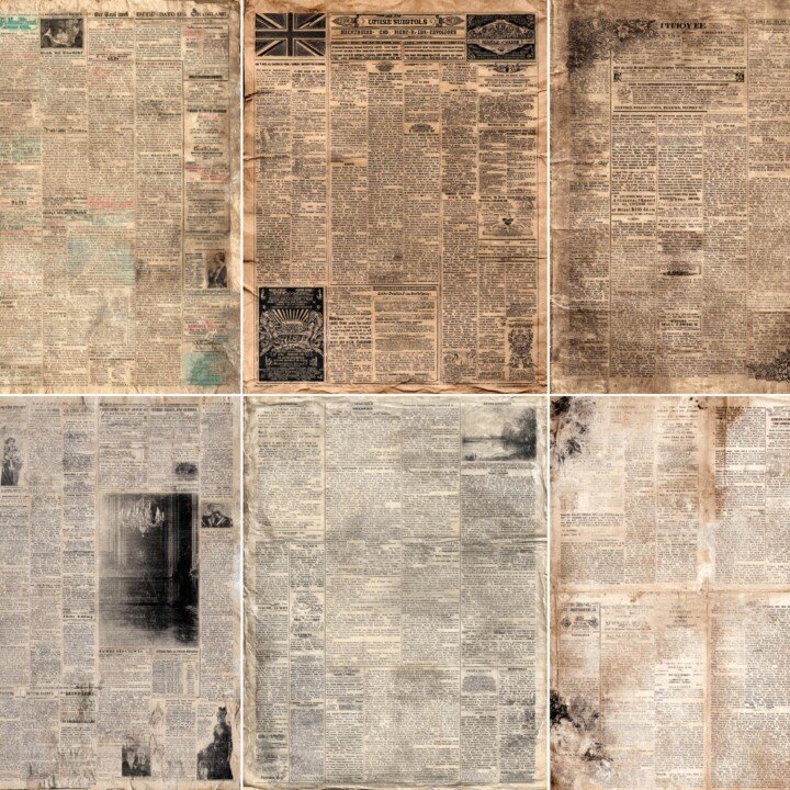 vintage – 29 Vintage Newspaper Journal Pages