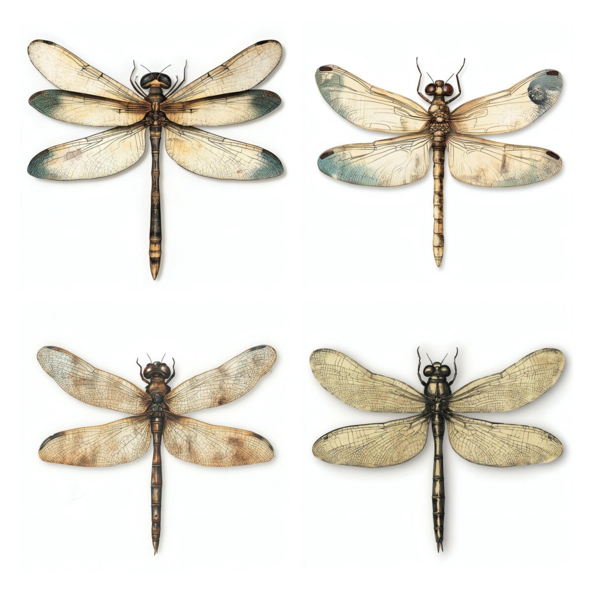 dragonfly – 28 Dragonfly Vintage Nature Ephemera Collection Cutouts