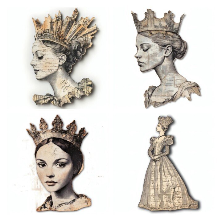 drama – 24 Drama Queen Vintage Character Ephemera Collection Cutouts