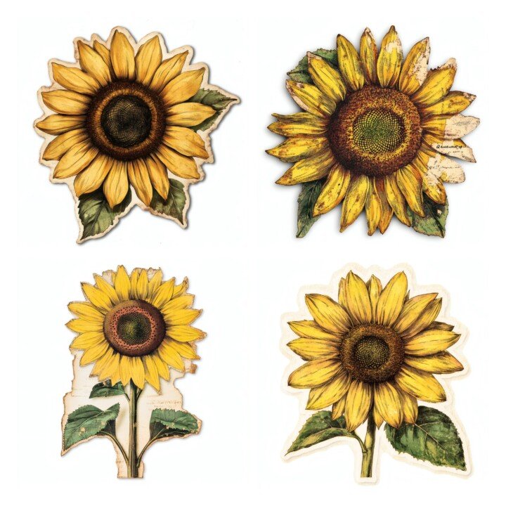 sunflower – 32 Sunflower Girl Floral Character Ephemera Collection Cutouts