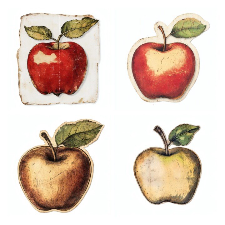 vintage – 24 Vintage Apple Orchard Fruit Ephemera Collection Cutouts