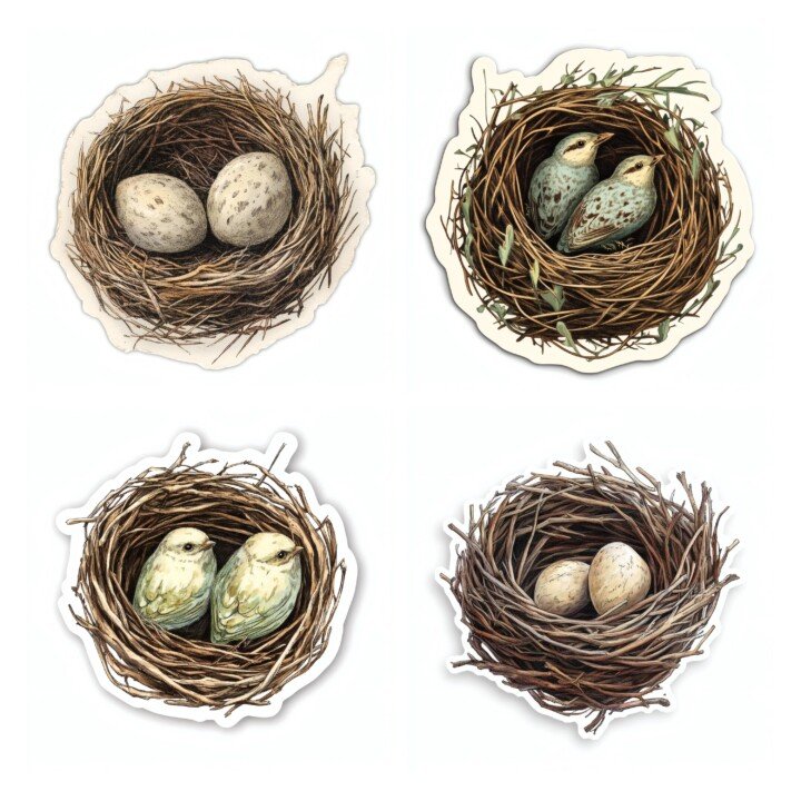 bird – 22 Bird Nest Vintage Nature Ephemera Collection Cutouts