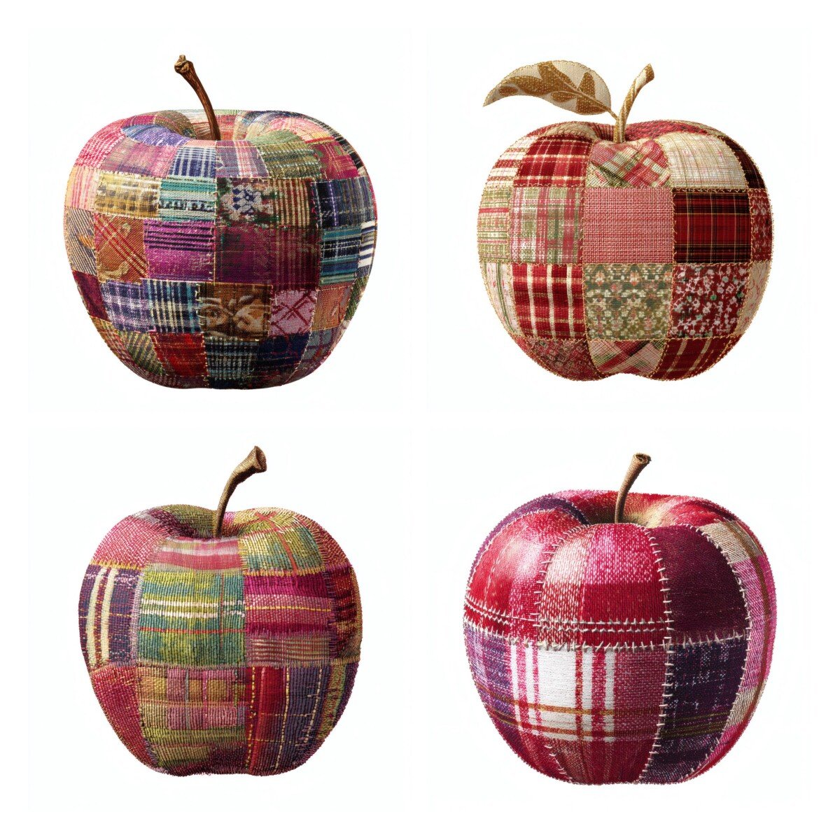 patchwork – 24 Patchwork Apple Quilted Orchard Fabric Clipart Cutouts
