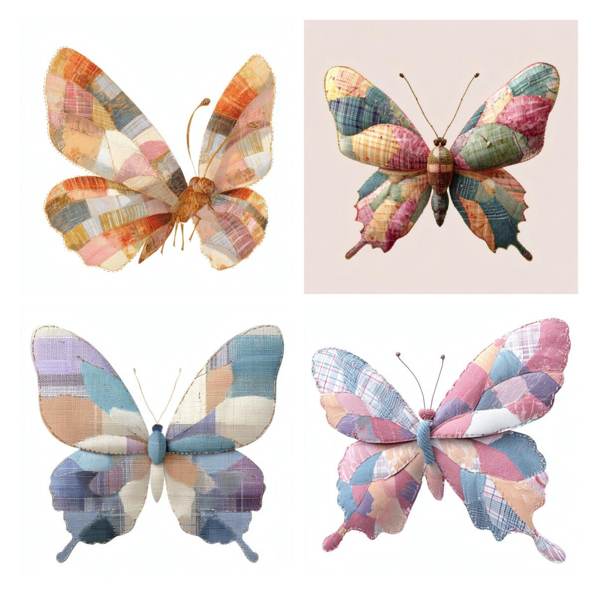 patchwork – 32 Patchwork Butterfly Cutouts