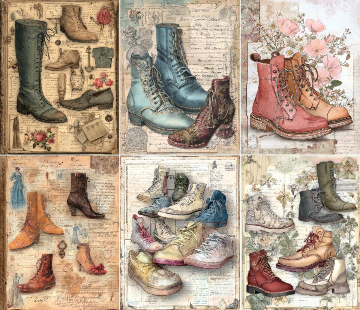 footwear – 40 Footwear Junk Journal Pages