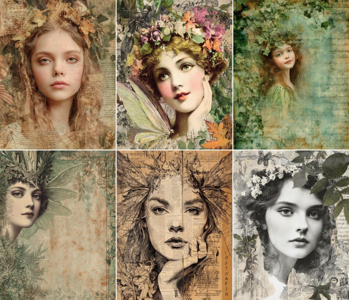 forest – 44 Forest Fairy Portrait Junk Journal Pages