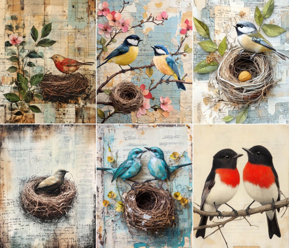 vintage – 52 Vintage Bird Journal Pages