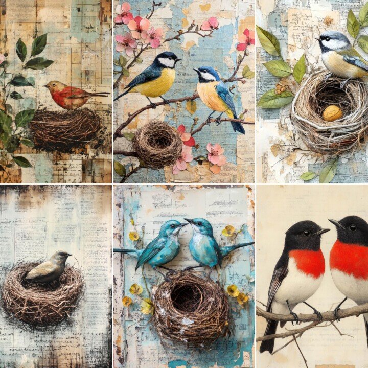 vintage – 52 Vintage Bird Journal Pages