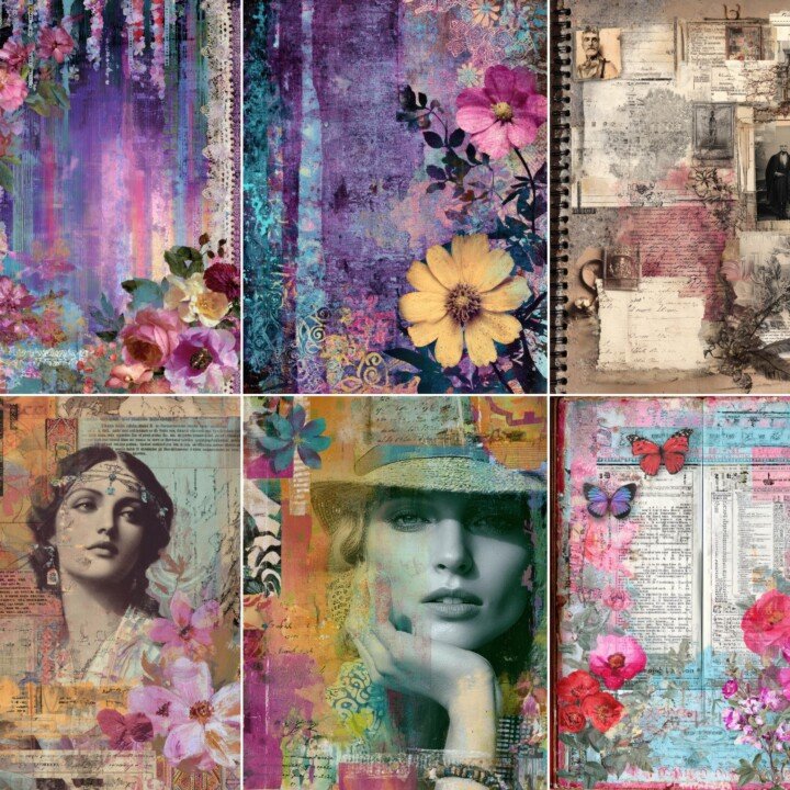 glitch – 58 Glitch Boho Junk Journal Pages