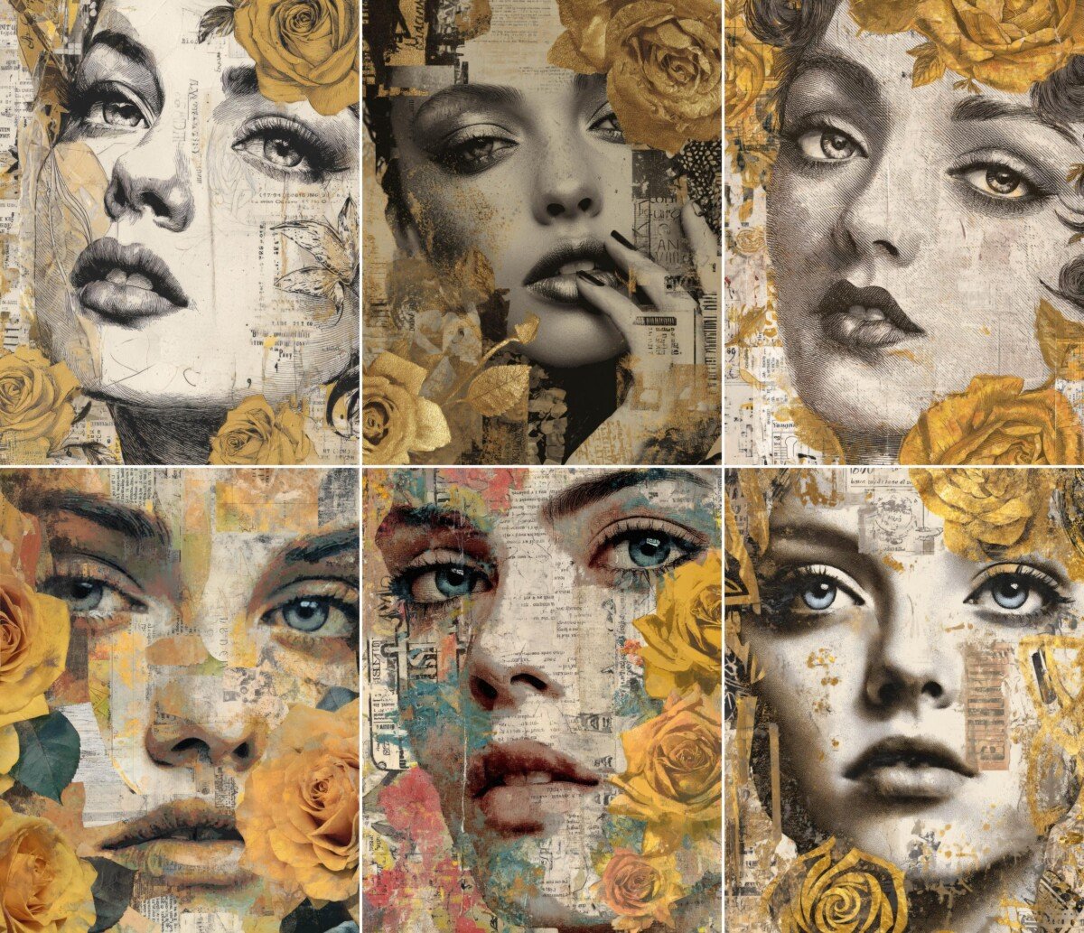 golden – 51 Golden Rose Graffiti Junk Journal Pages