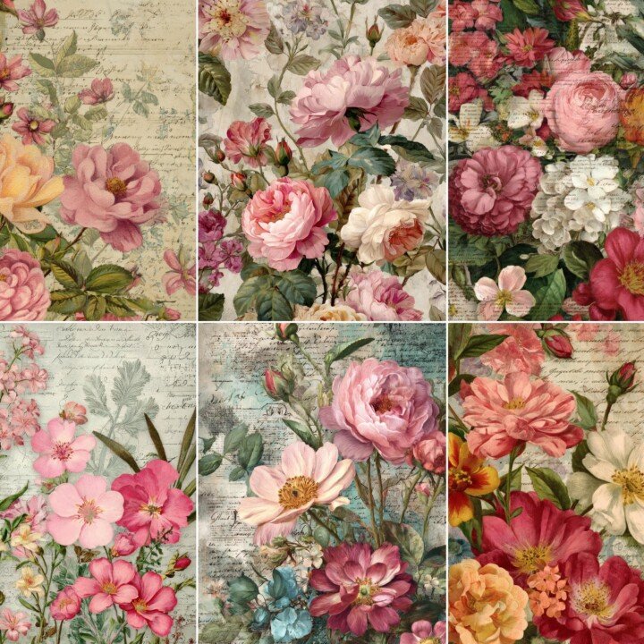 heirloom – 52 Heirloom Floral Junk Journal Pages