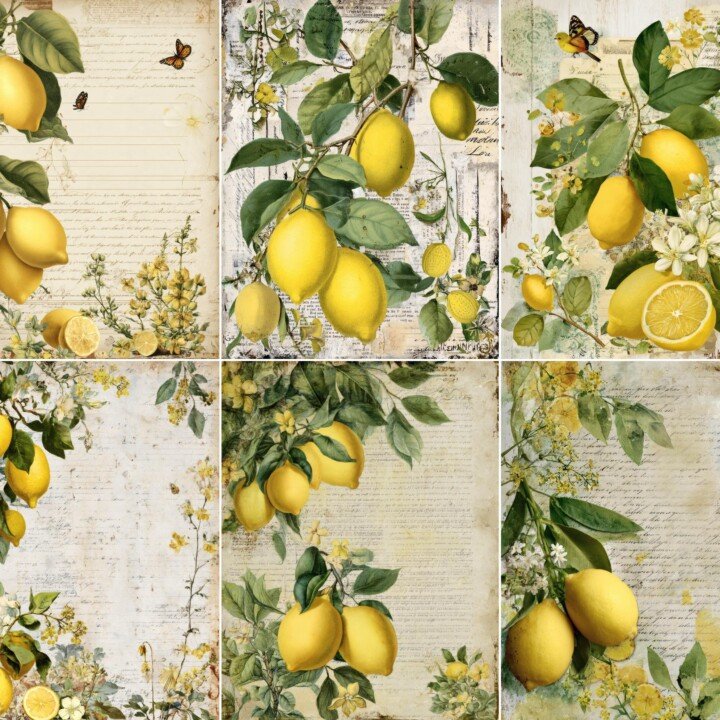 lemon – 60 Lemon Junk Journal Pages