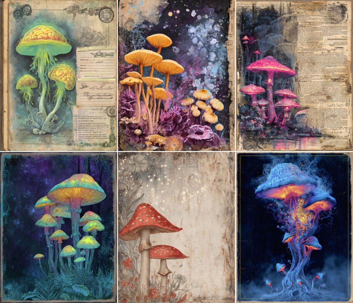 alien – 52 Alien Fungus Junk Journal Pages