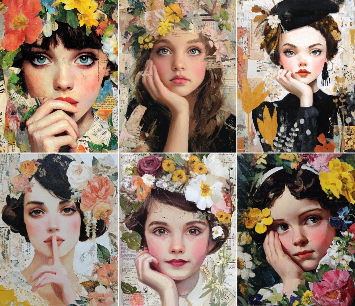 floral – 56 Floral Girl Junk Journal Pages