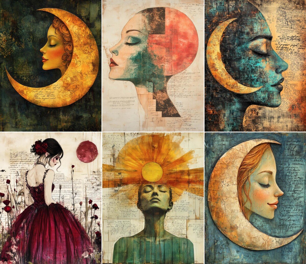 celestial – Celestial Moon Goddess Papers Junk Journal Pages