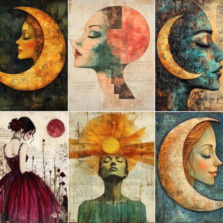 celestial – Celestial Moon Goddess Papers Junk Journal Pages