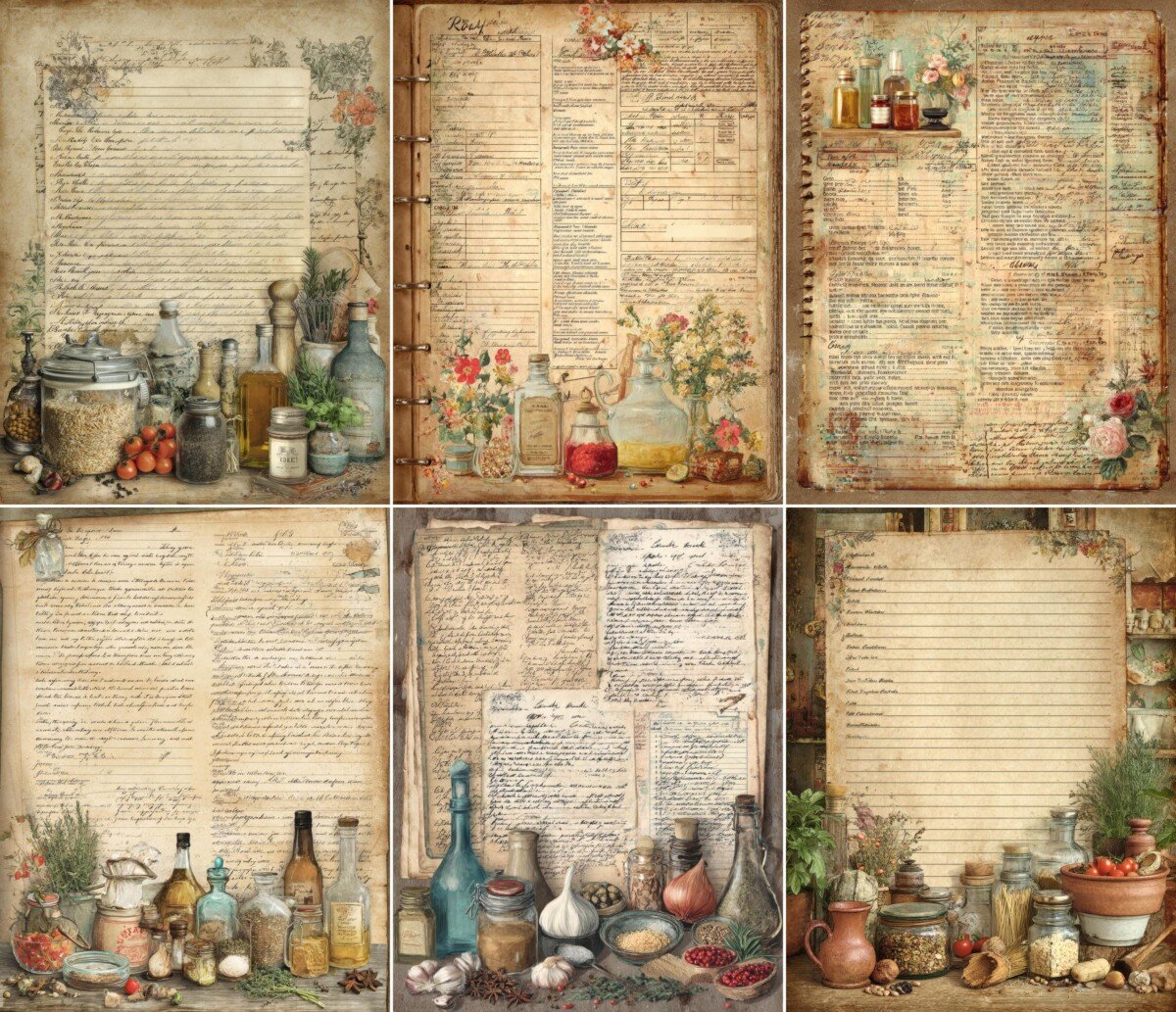vintage – 43 Vintage Recipe Journal Pages