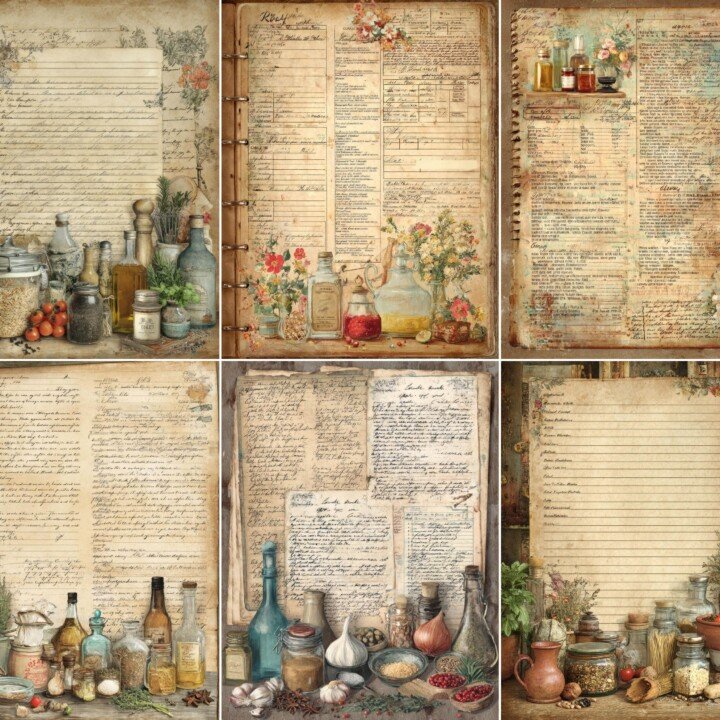 vintage – 43 Vintage Recipe Journal Pages