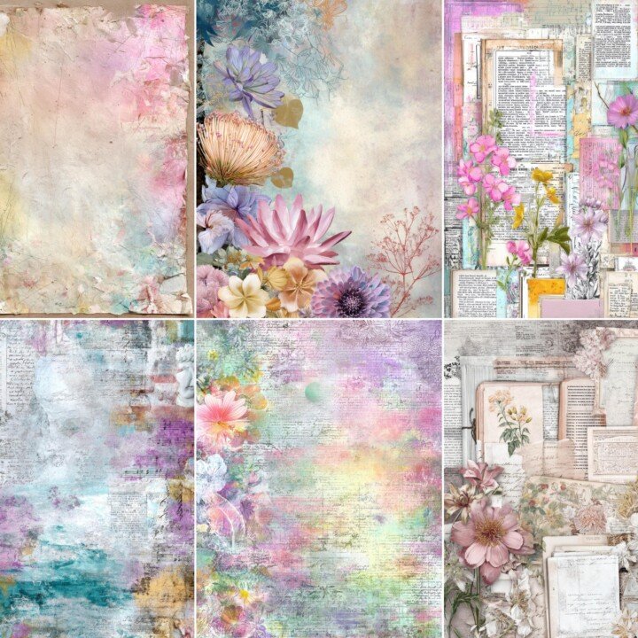 pastel – 68 Pastel Scribbles Junk Journal Pages