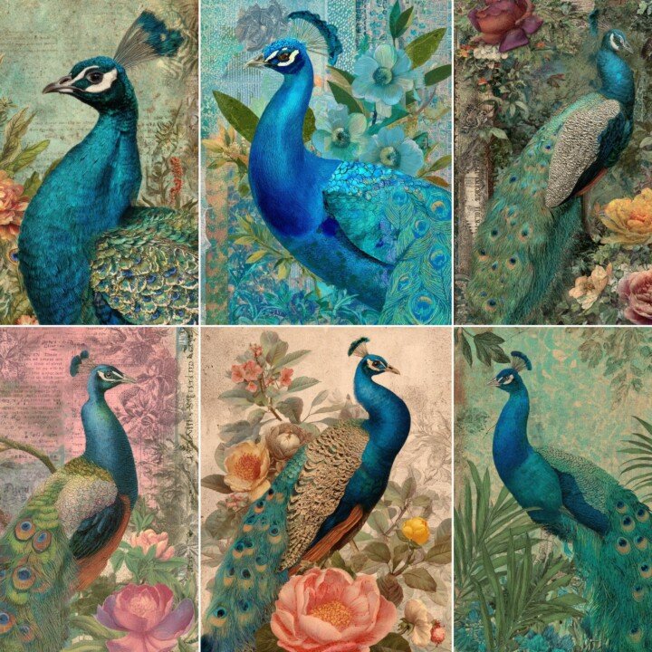 peacock – 56 Peacock Junk Journal Pages