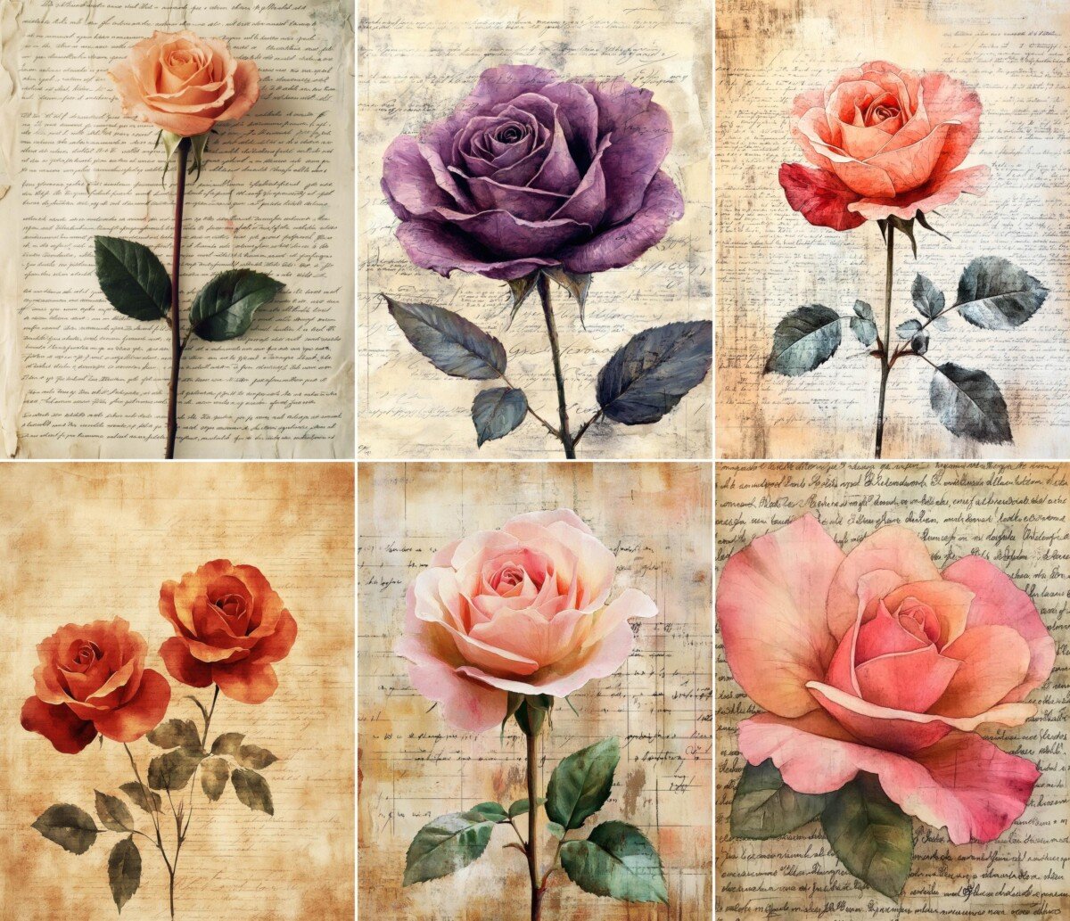 shabby – 63 Shabby Chic Rose Papers Journal Pages