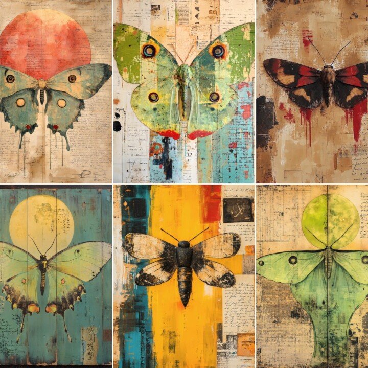 lunar – 72 Lunar Moth Papers Journal Pages