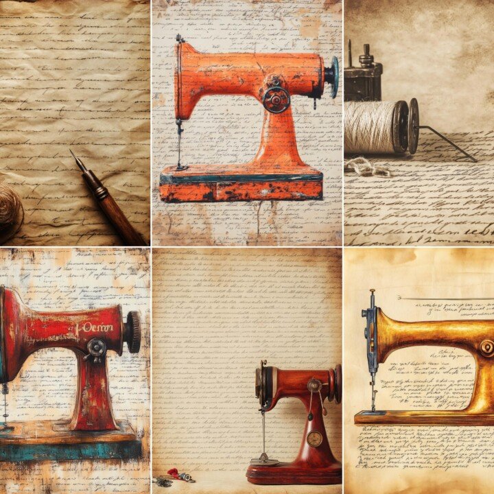 vintage – 64 Vintage Sewing Papers Journal Pages