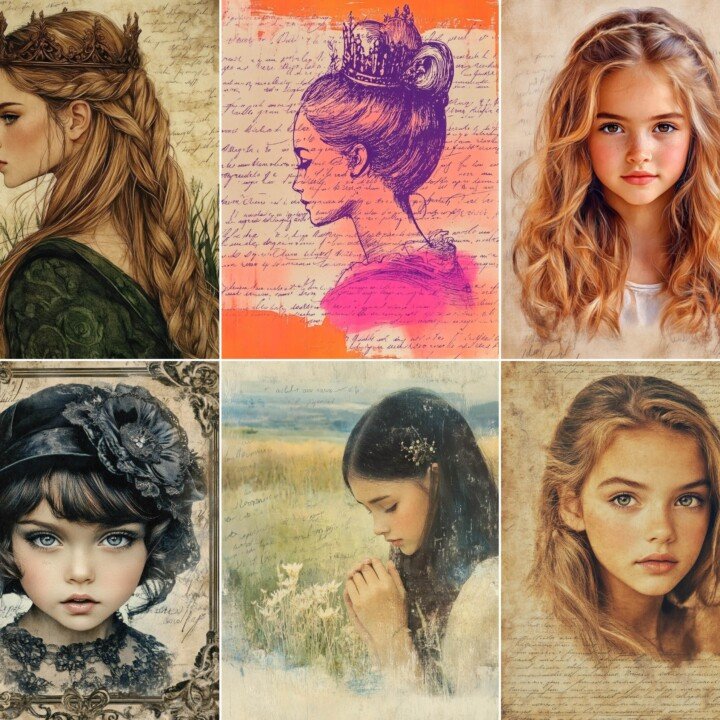crowned – 72 Crowned Meadow Princess Papers Journal Pages